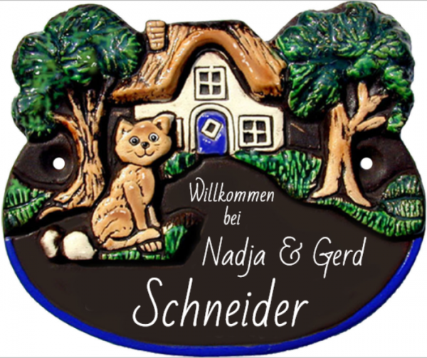 Türschild Landhaus Stil Katze