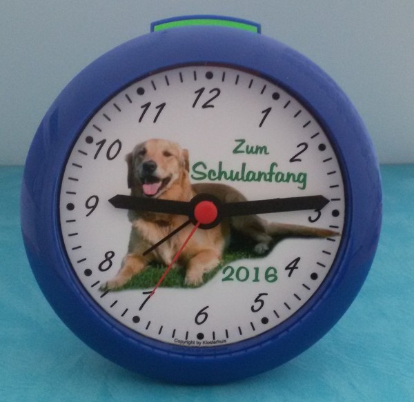 Wecker mit Hundemotiv "Zum Schulanfang"